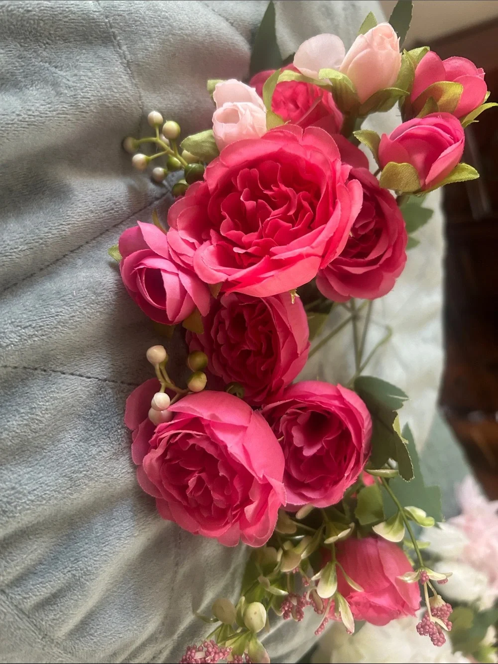 Fuchsia Pink Artificial Rose Bouquet